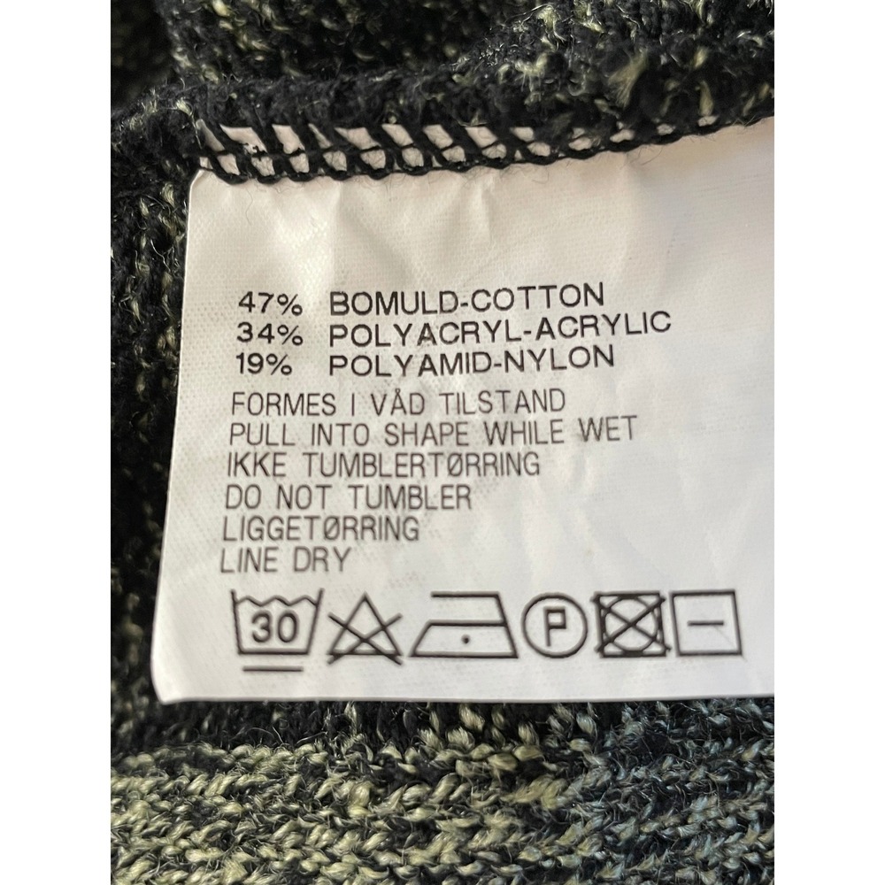 Skovhuus Women Sweater XL Knit Green Black Geometric Nordic V-Neck Cozy Chic - Picture 8 of 9